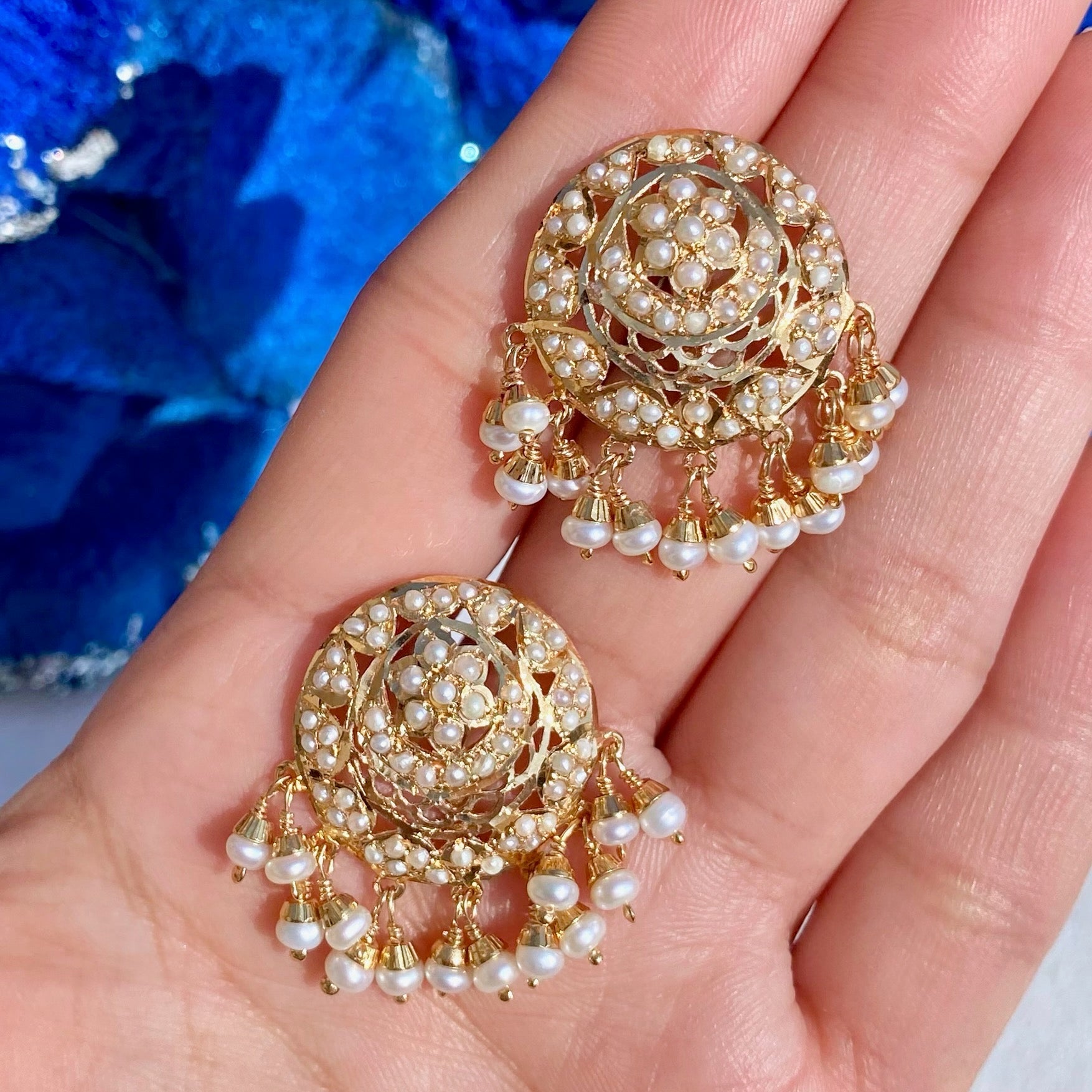 Womens Gold Plated Tops | Freshwater Pearls Studded ER 482