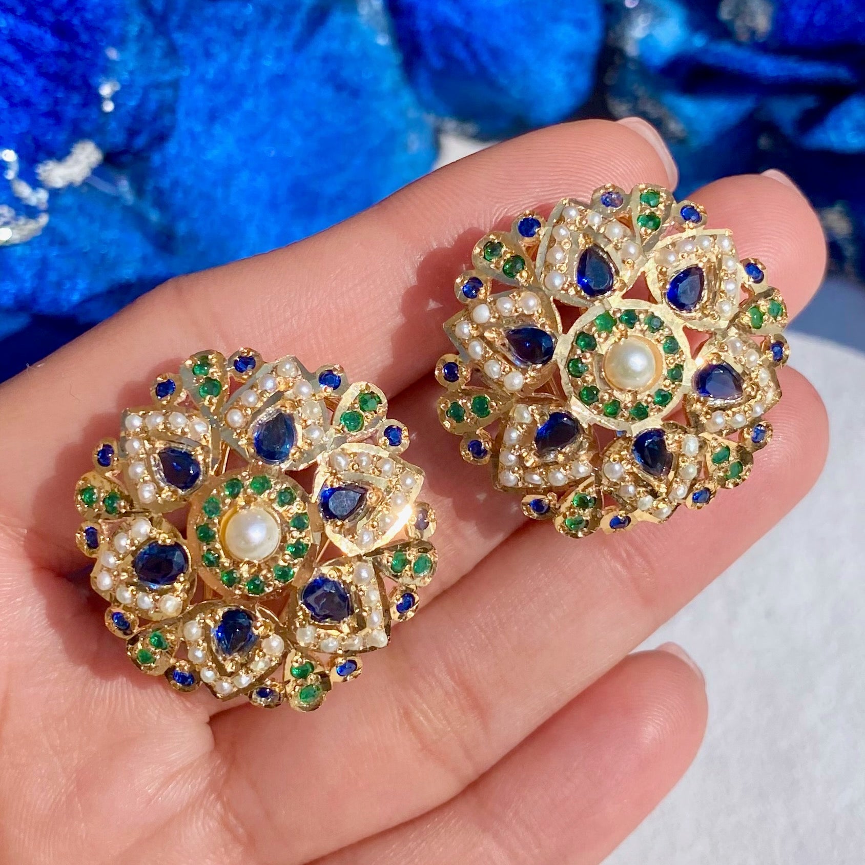 Womens Stud Earrings on Sterling Silver | Jadau Earrings ER 485