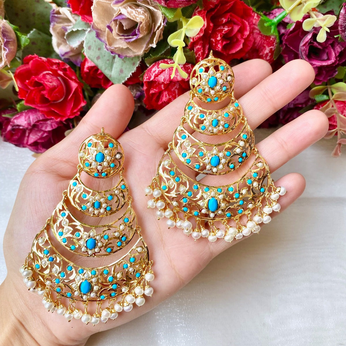 Hyderabadi feroza earrings