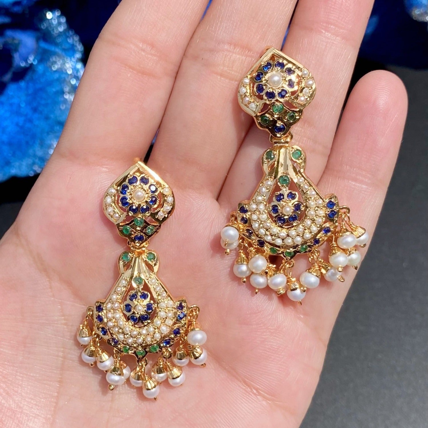 neelam and pearl earrings