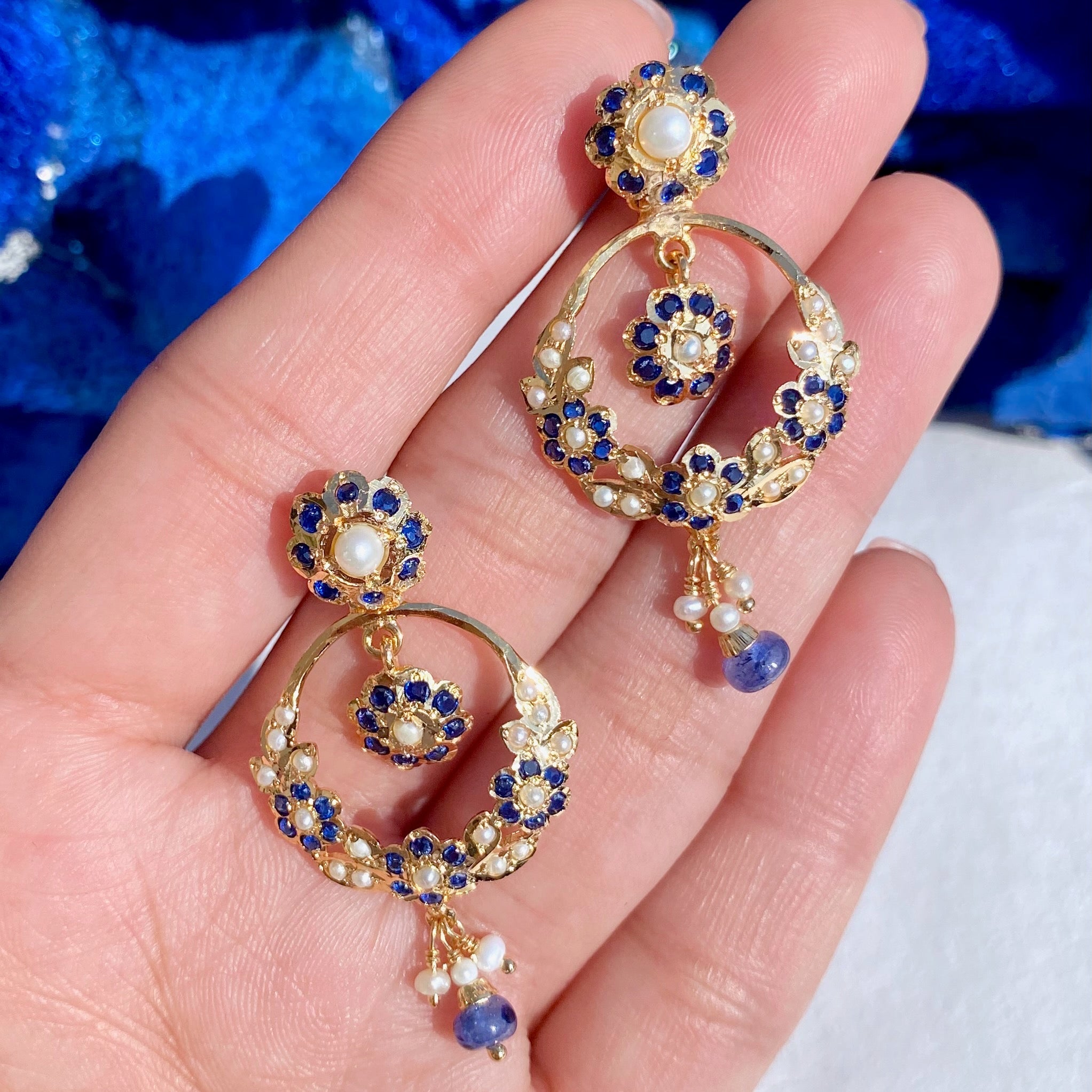 Small Jadau Earrings | Gold Plated | Indian Chandbali Design ER 495