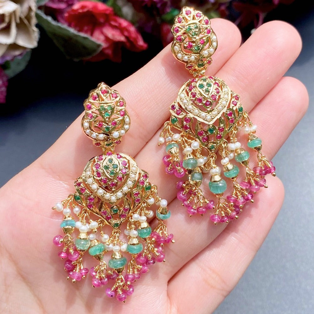 rajasthani earrings in gold plated silver