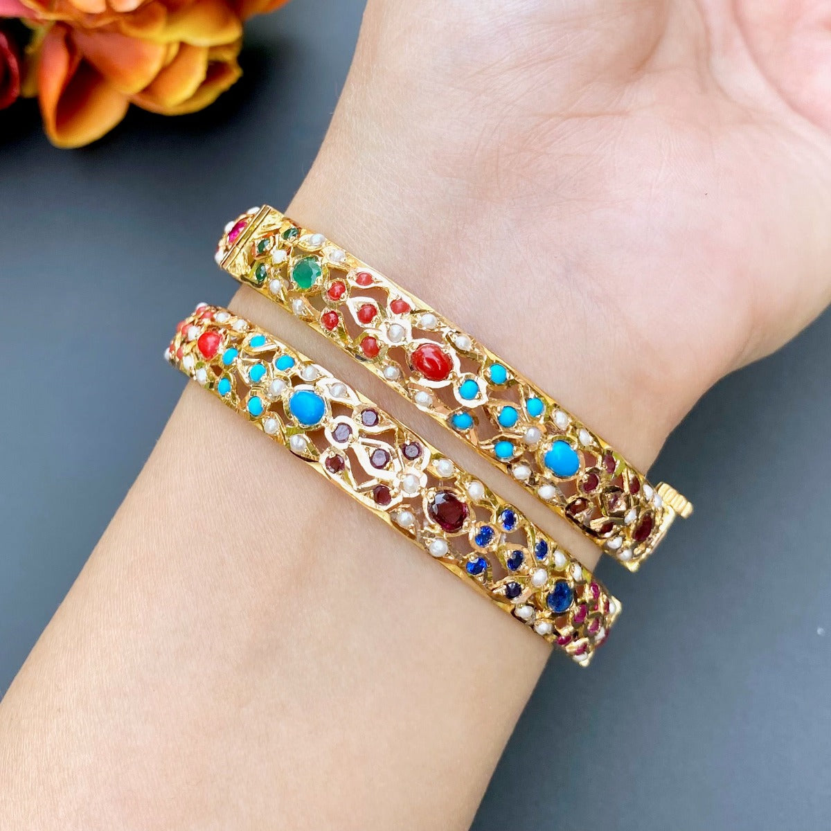 navratna gold bangle Hyderabadi design