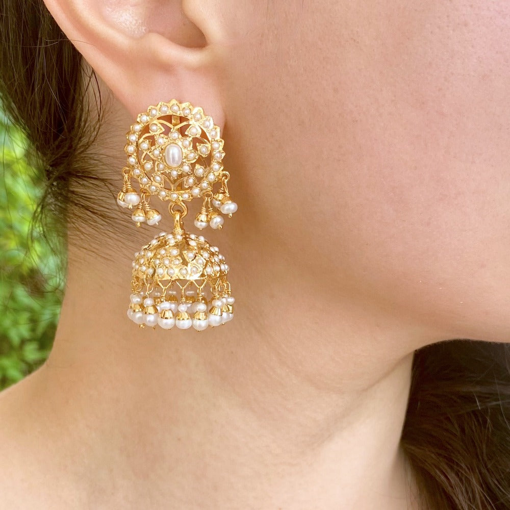 jadau jhumki amritsari gold plated