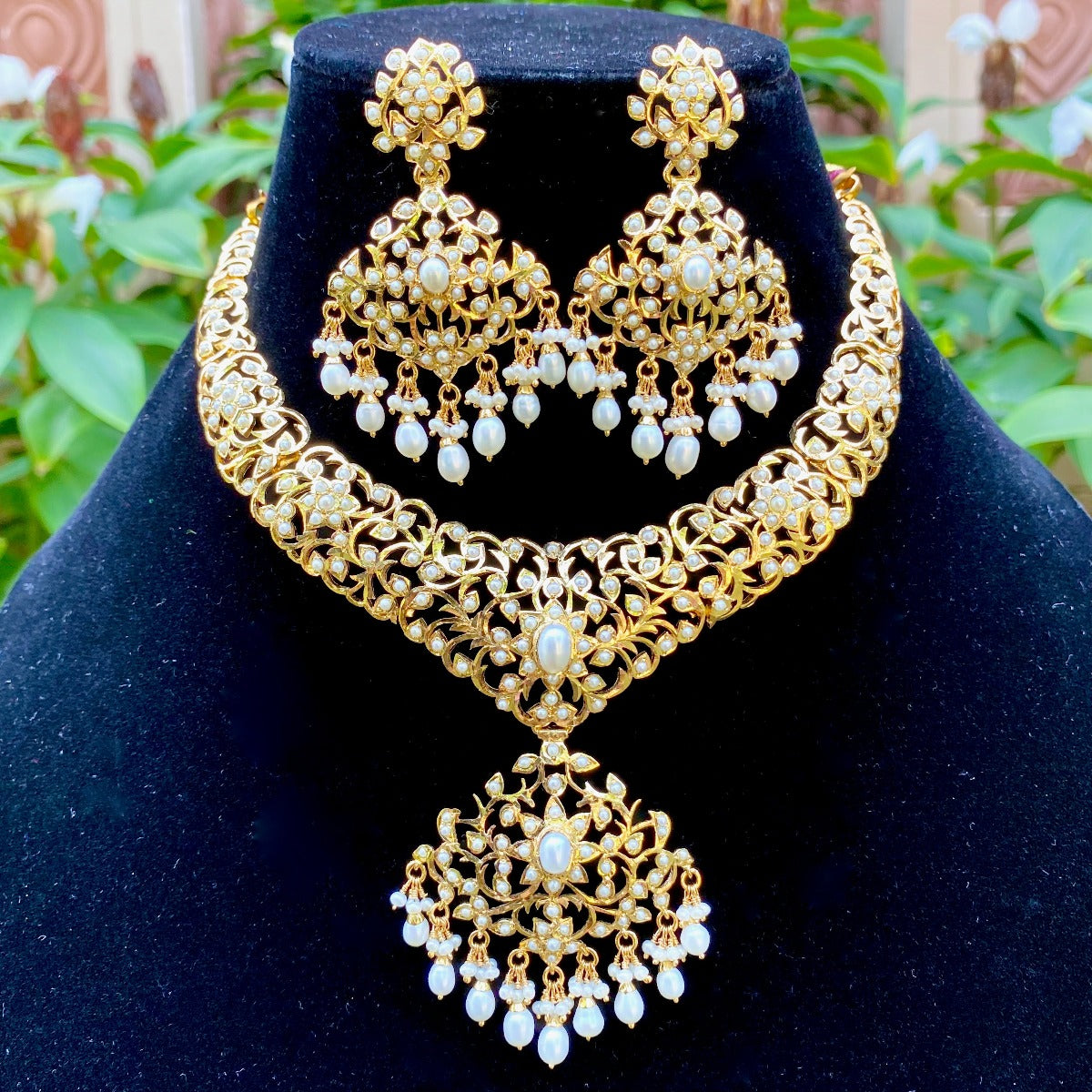 gold plated pearl set