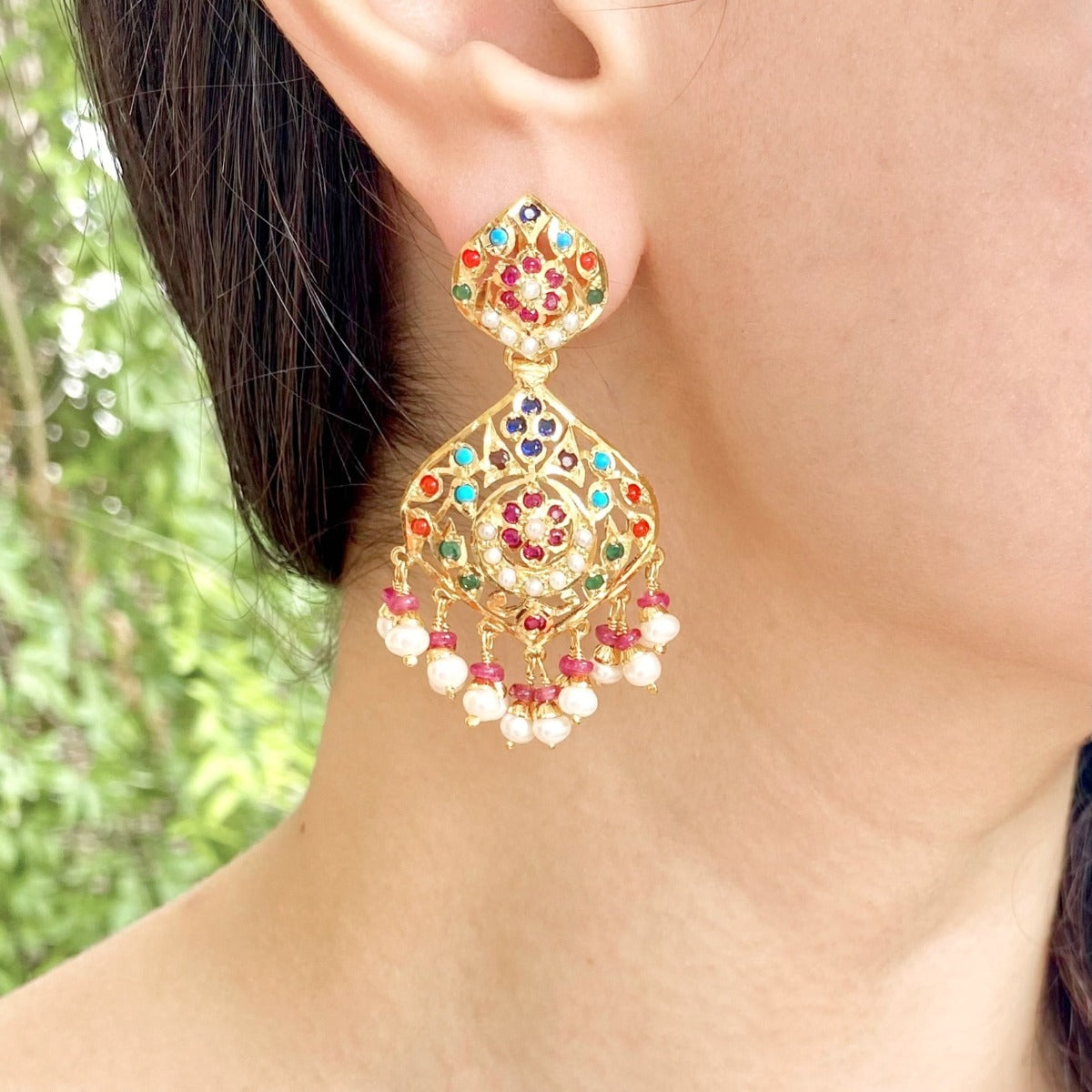 Navaratna stone earrings under 10000