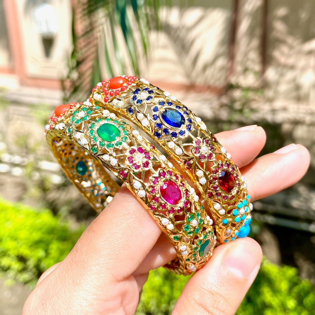 gold plated Navaratna kada