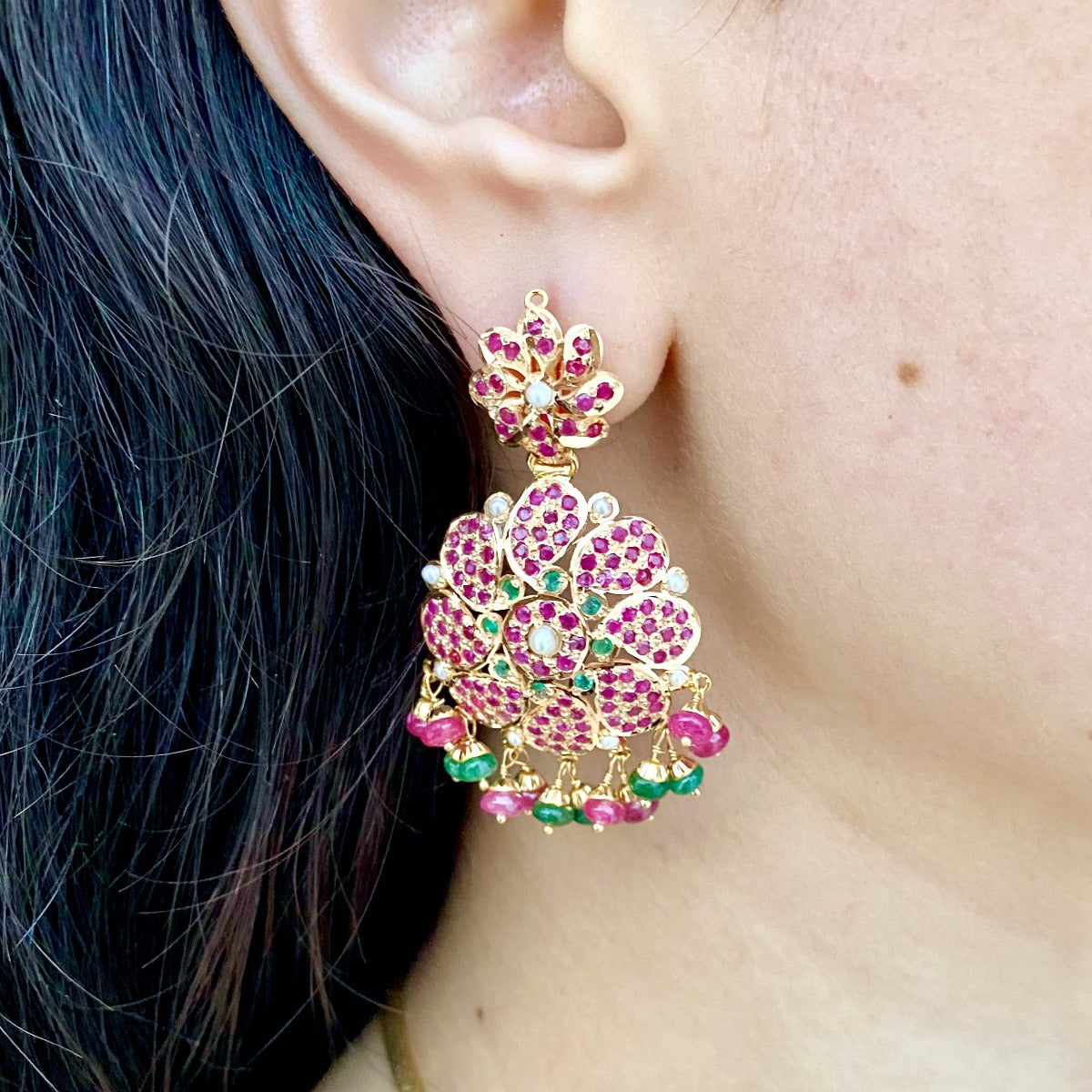 ruby earrings in 22k gold
