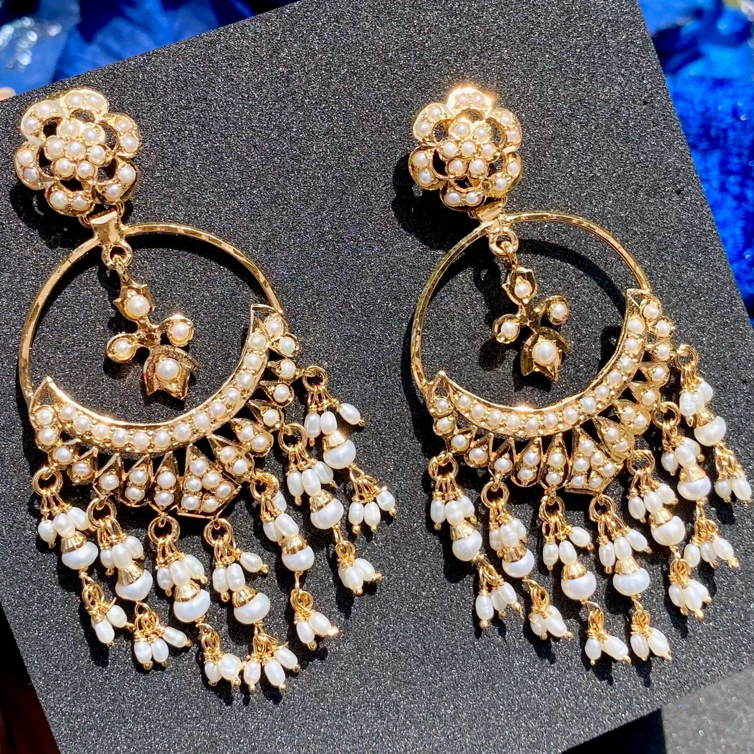 hyderabadi pearl chandbali earrings