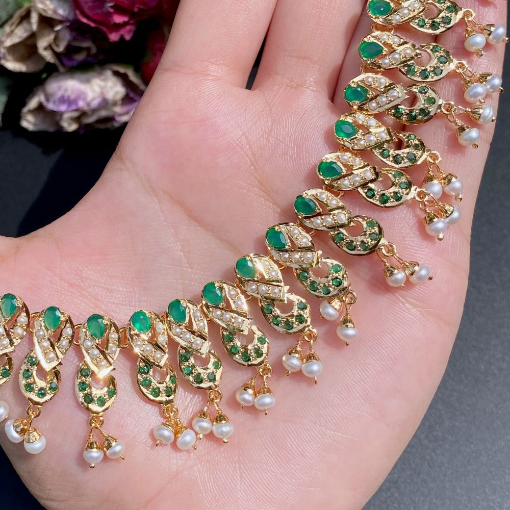emerald necklace in 22k gold plating on sterling silver