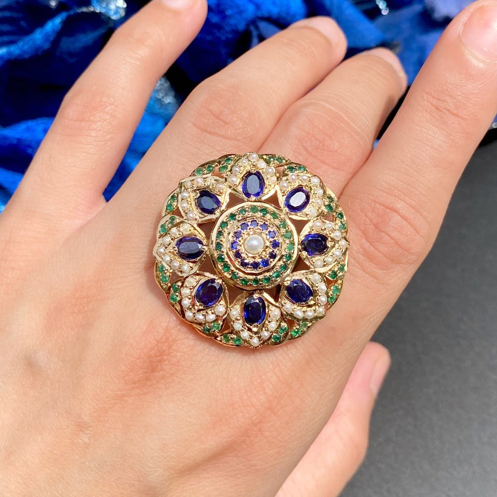 emerald neelam ring for women