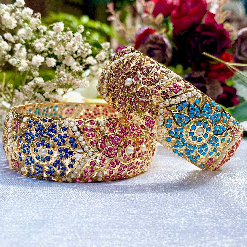 mughal art navrattan bangles on sterling silver