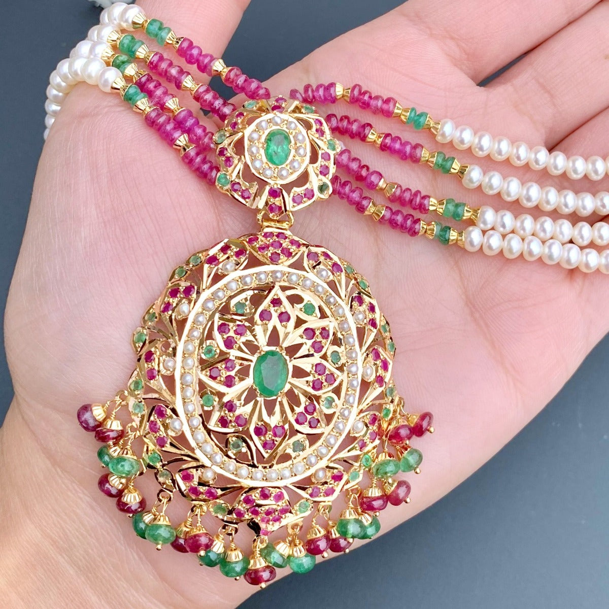 emerald ruby pendant