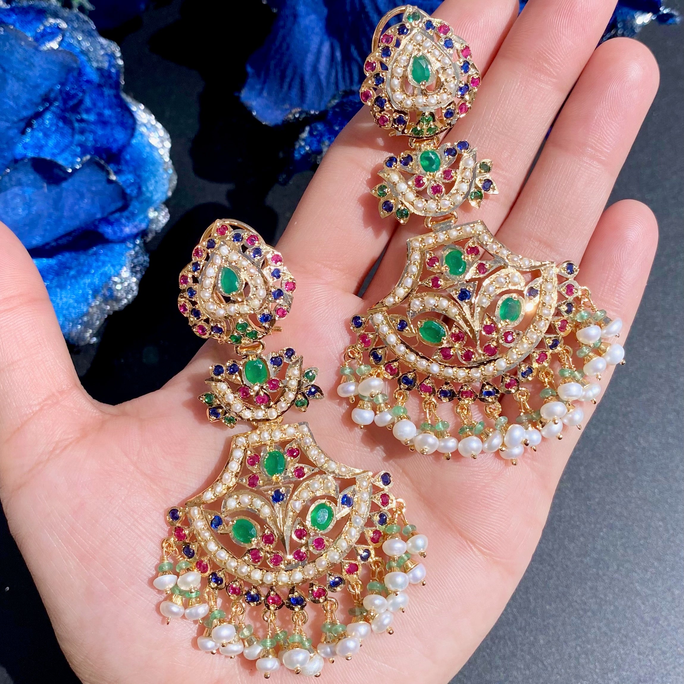 amritsari jadau earrings gold plated