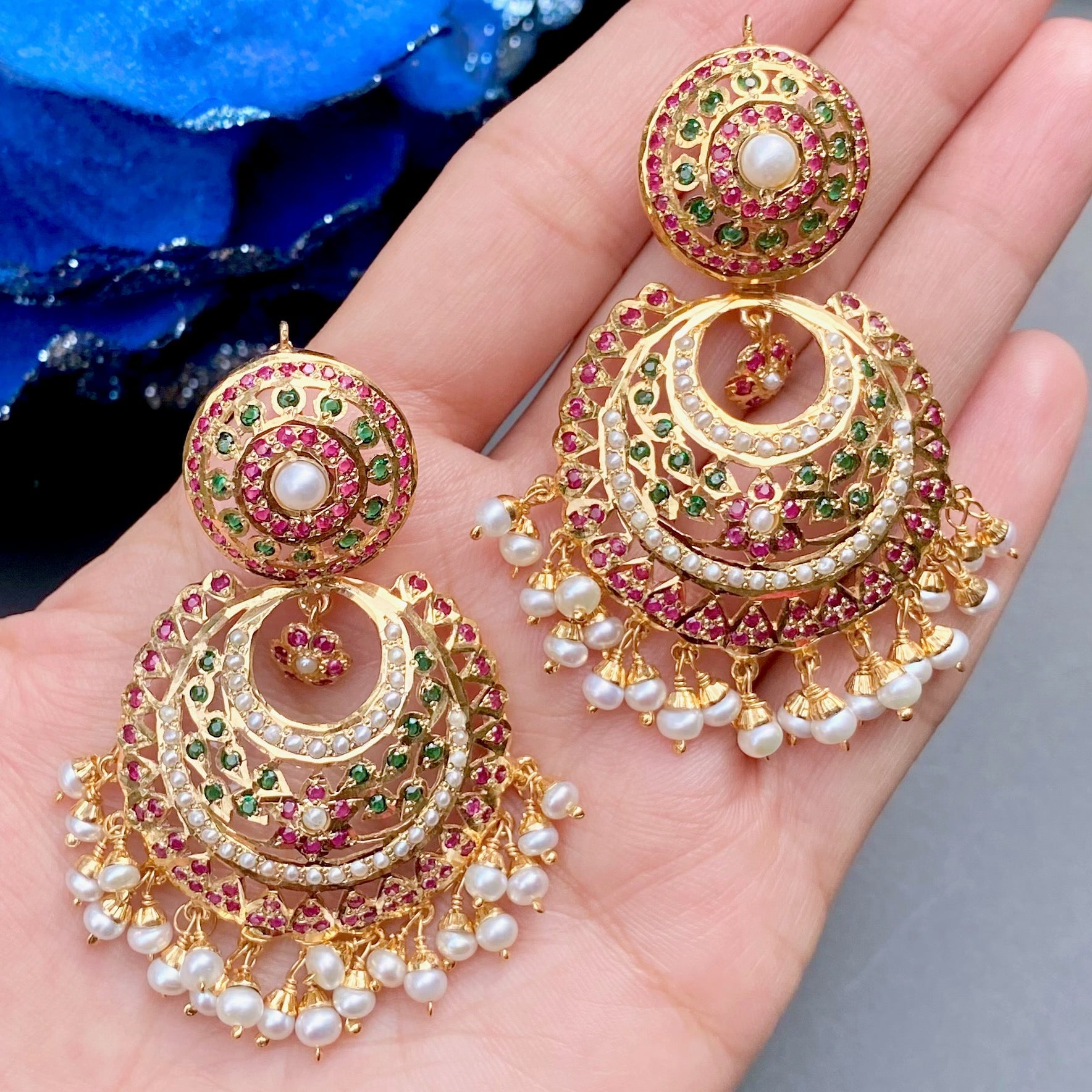 Exquisite Jadau Rani Haar Set | Tricoloured Rani Haar | Freshwater Pearls NS 440