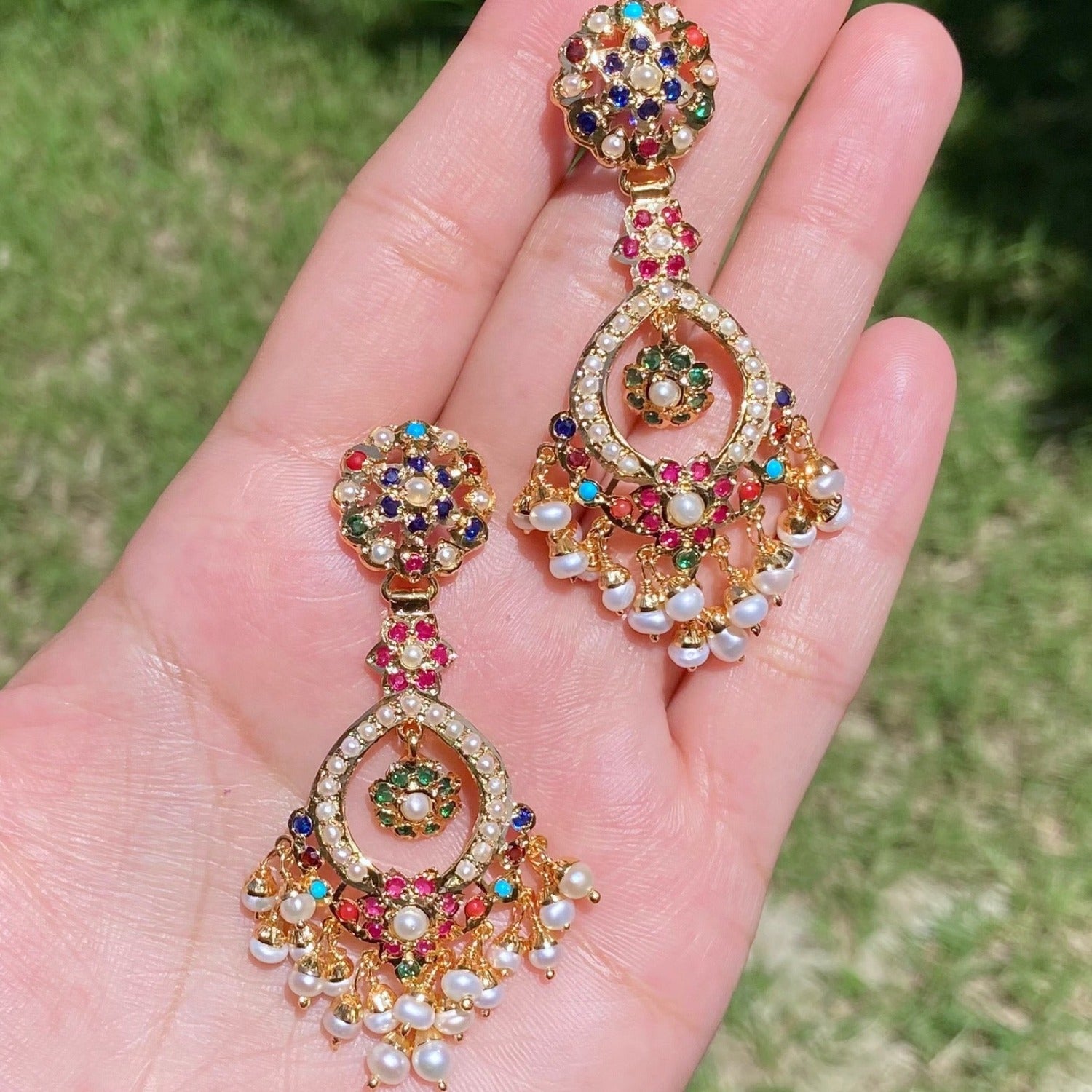 nauratan earrings Hyderabadi
