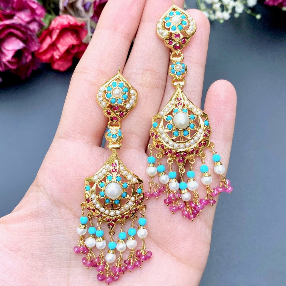 gold plated feroza earrings