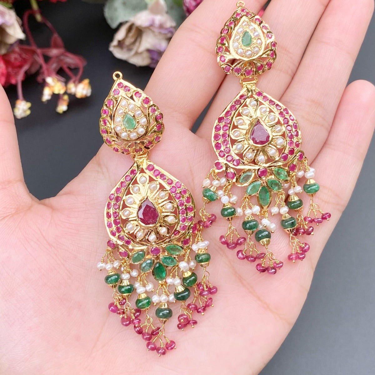 buy jadau gold earrings and jewellery online lucknow