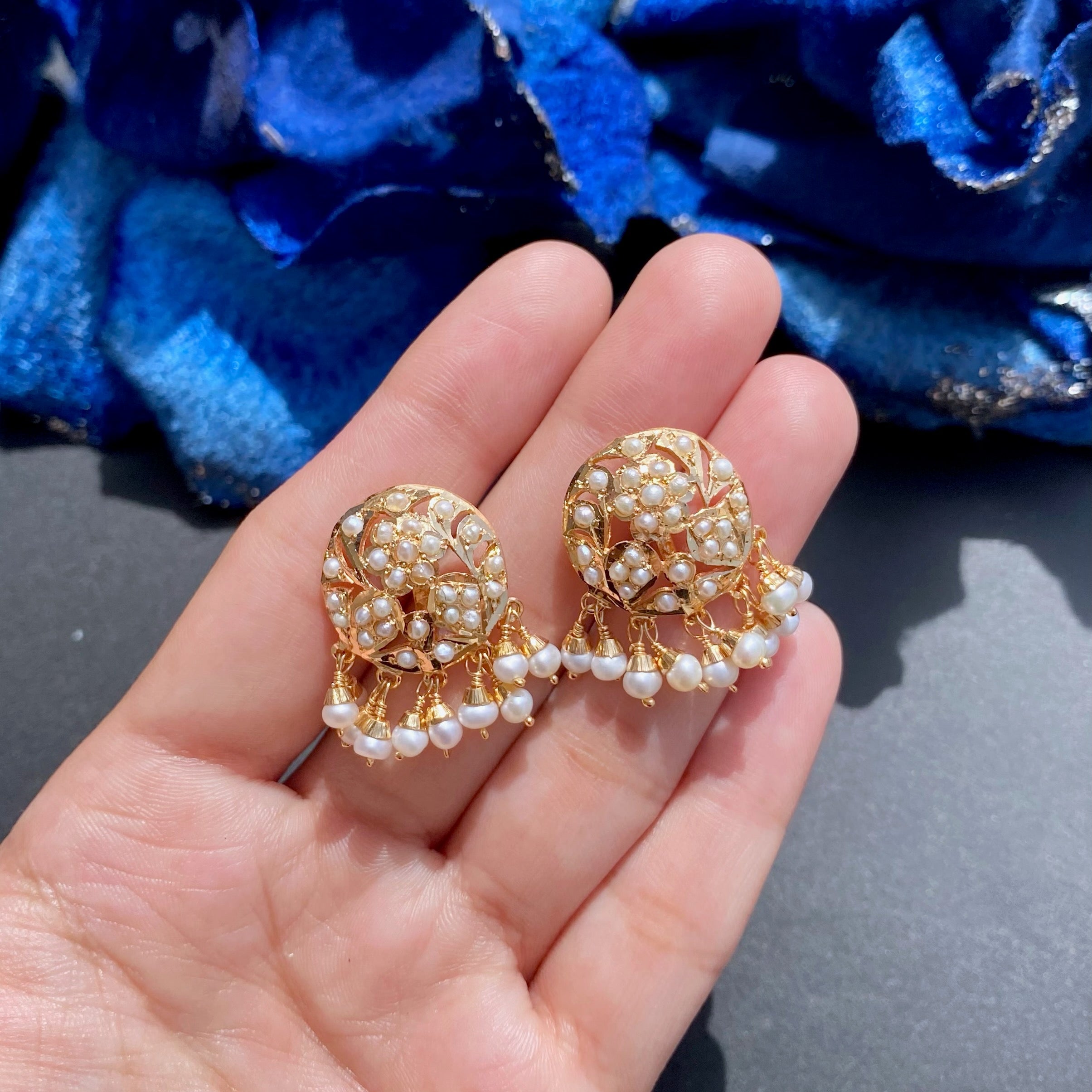 Small Gold Plated Pearl Stud Earrings For Women ER 493