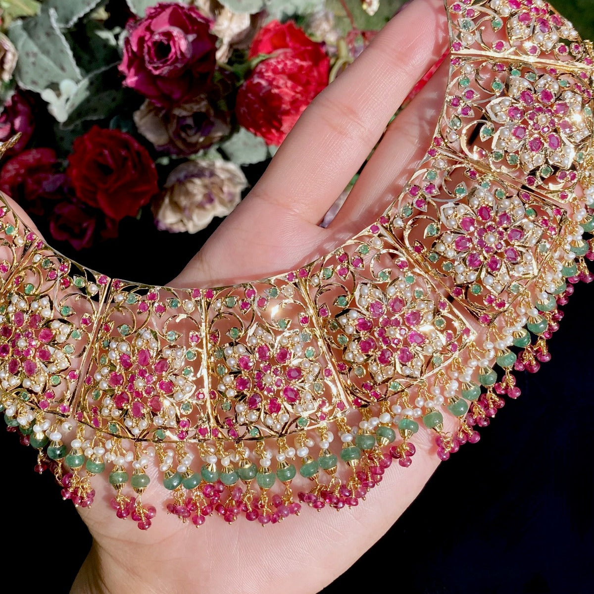 gold necklace for bride Hyderabadi