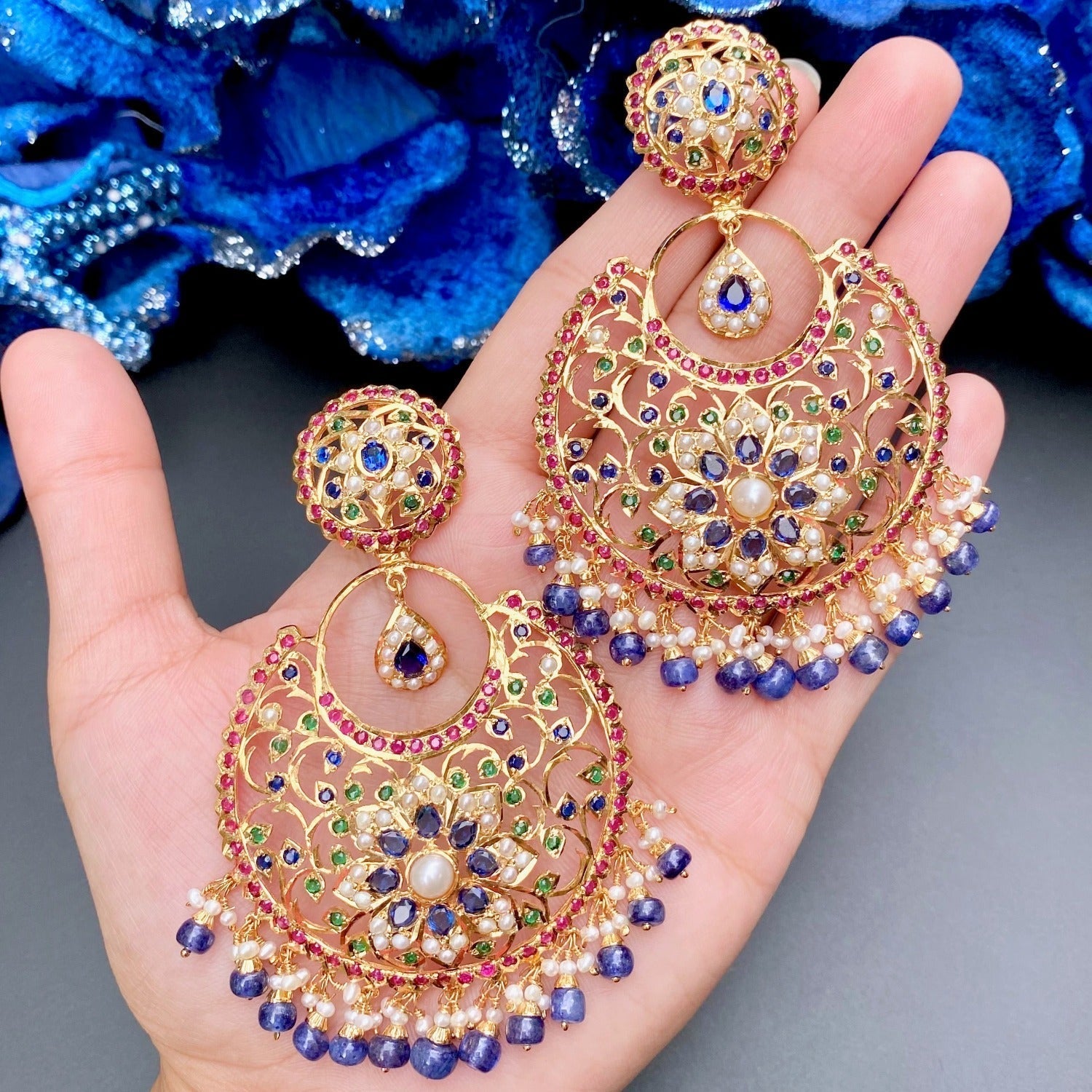 ethnic Punjabi bridal chandbali earrings