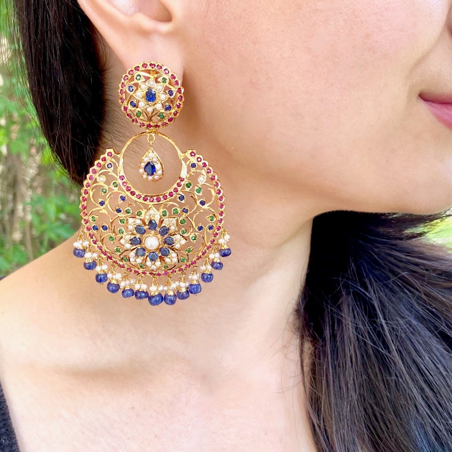 native Indian design bridal jadau earrings