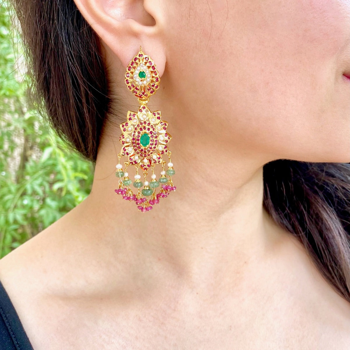 Multicoloured Light & Comfortable to wear Earrings in Gold Plated Silver ER 392