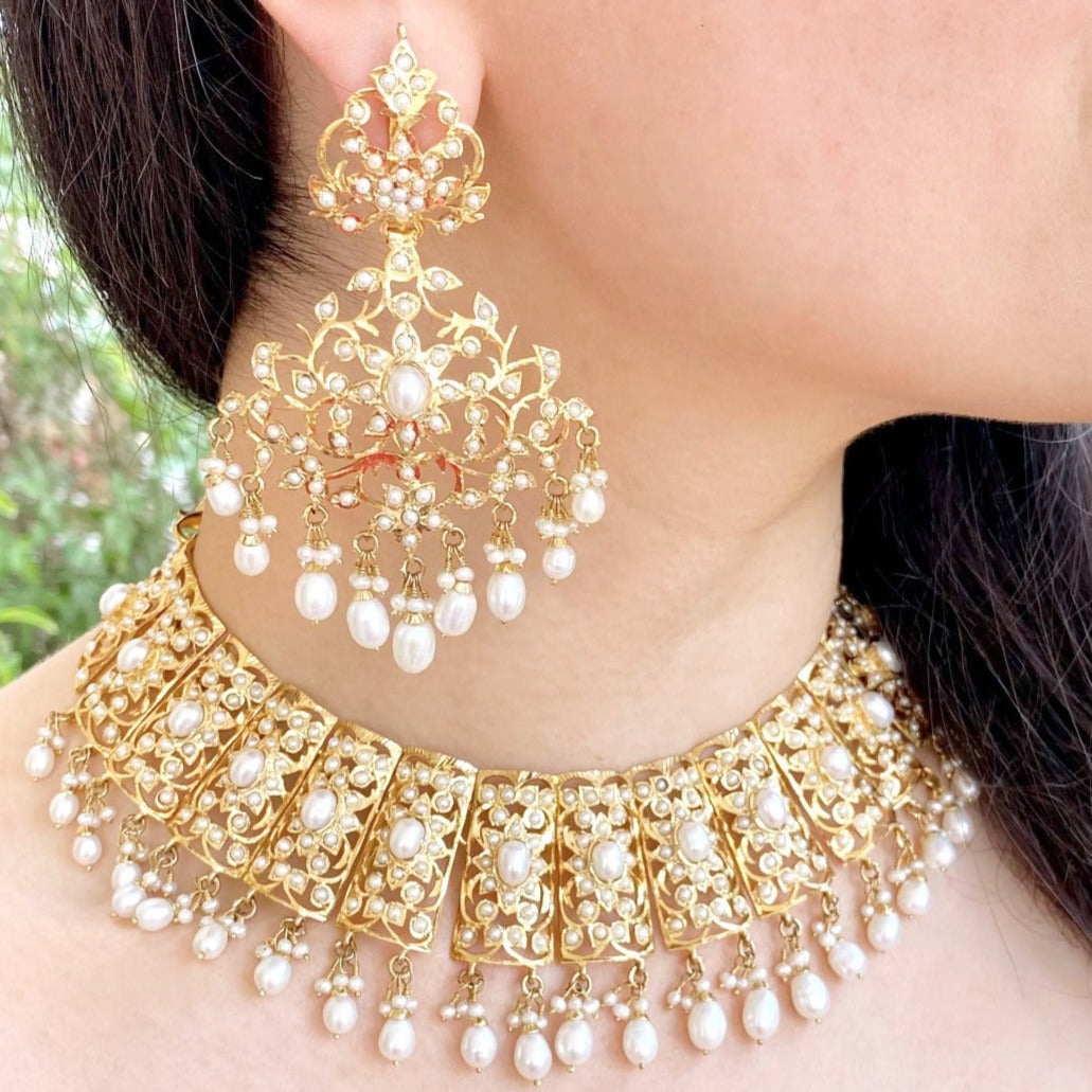 bridal wear real pearl necklace set