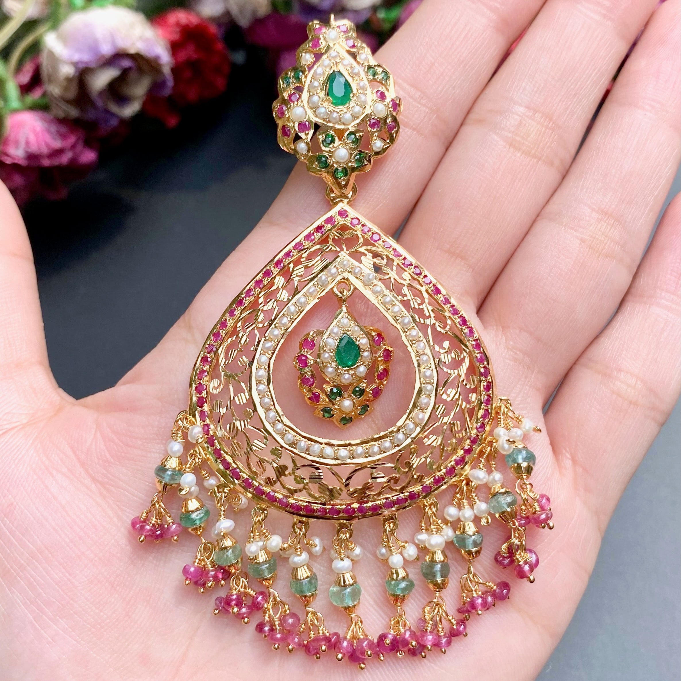 Hyderabadi gold plated earrings
