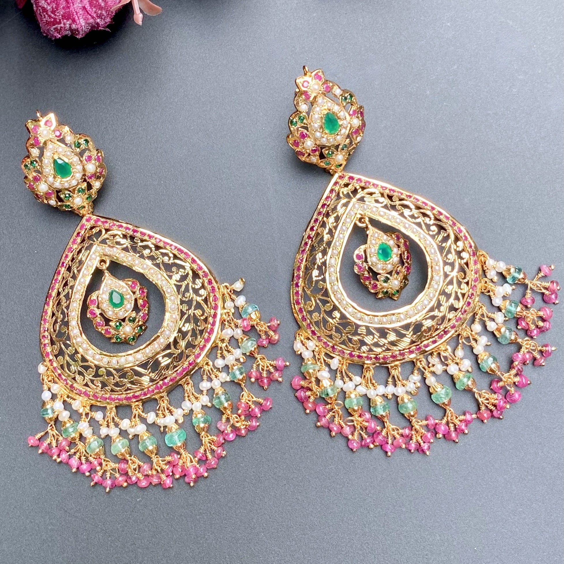 gold plated Indian earrings