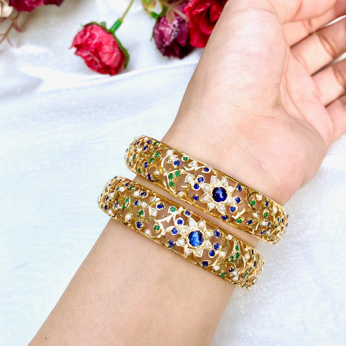 mughal jadau bangles with gold plating