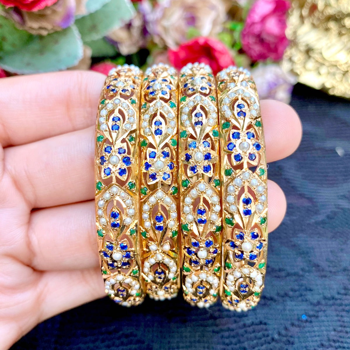 gold plated jadau bangles