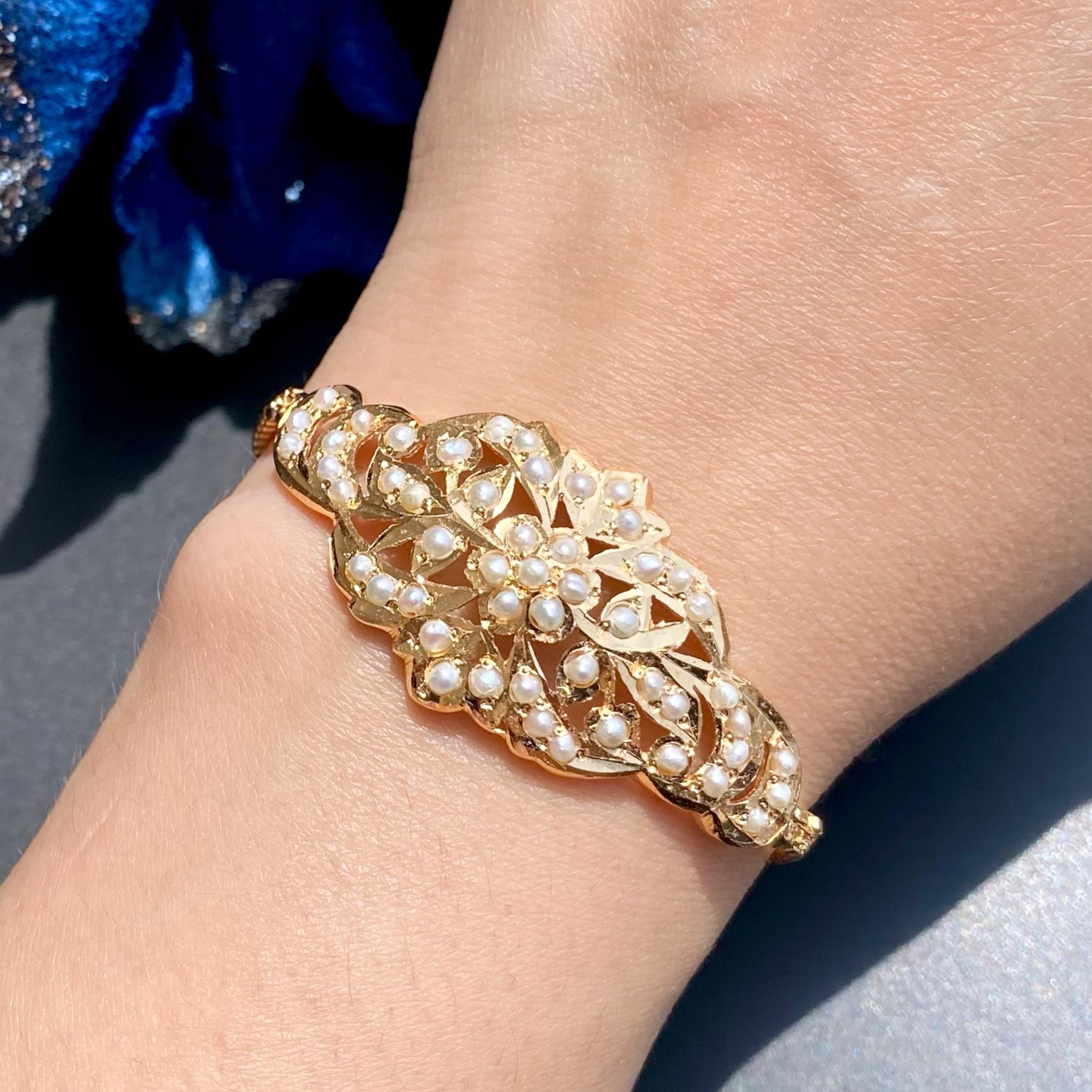 Womens Pearl Bracelet | Gold Plated on 925 Silver | Fine Indian Jewelry