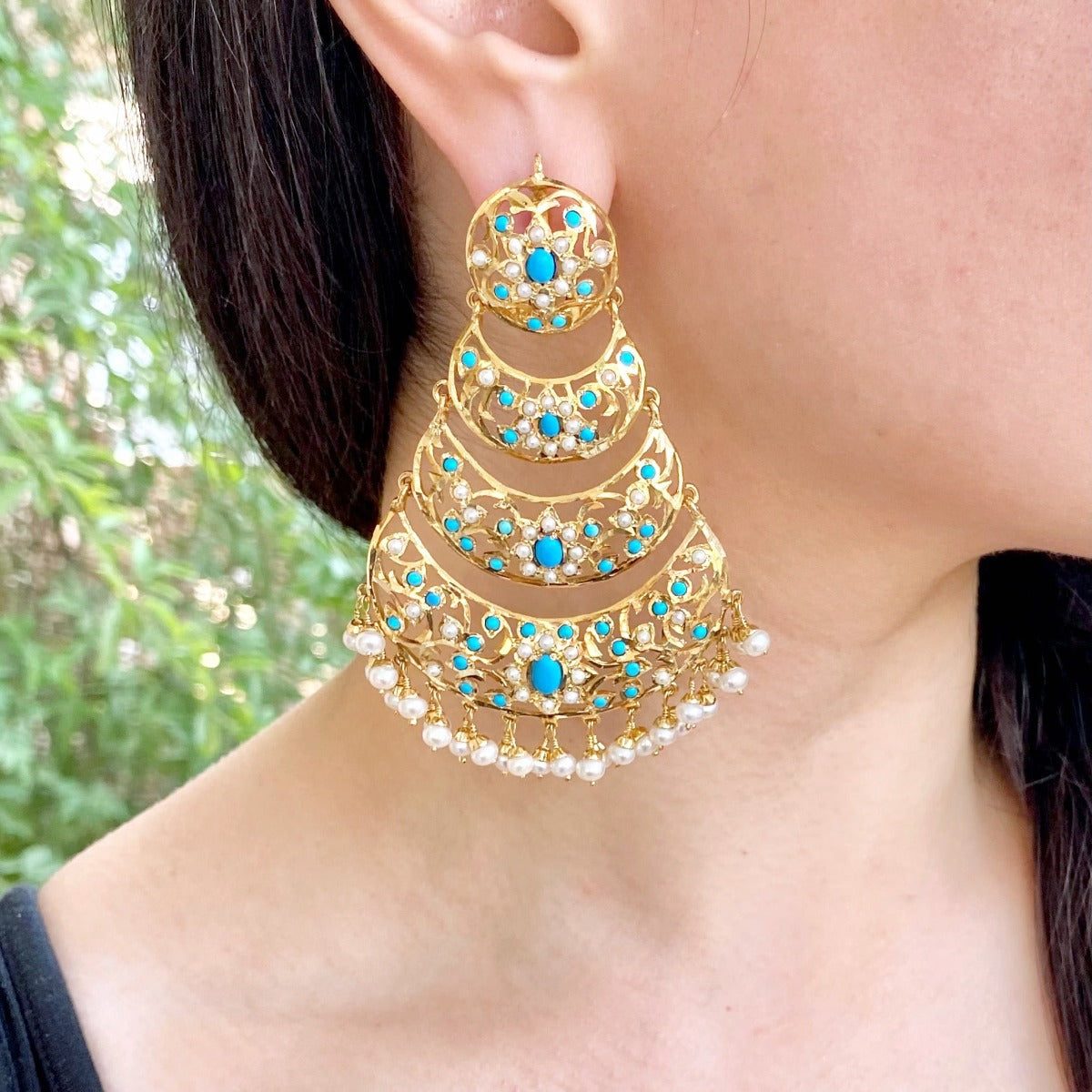 gold plated  Indian jadau earrings