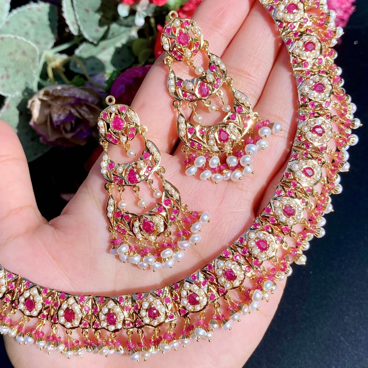 ruby necklace set tanishq