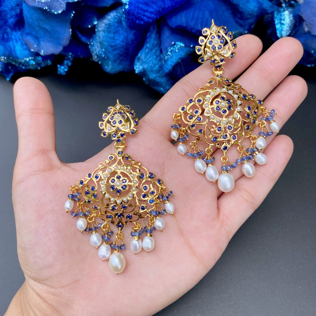 jadau earrings with gold plating