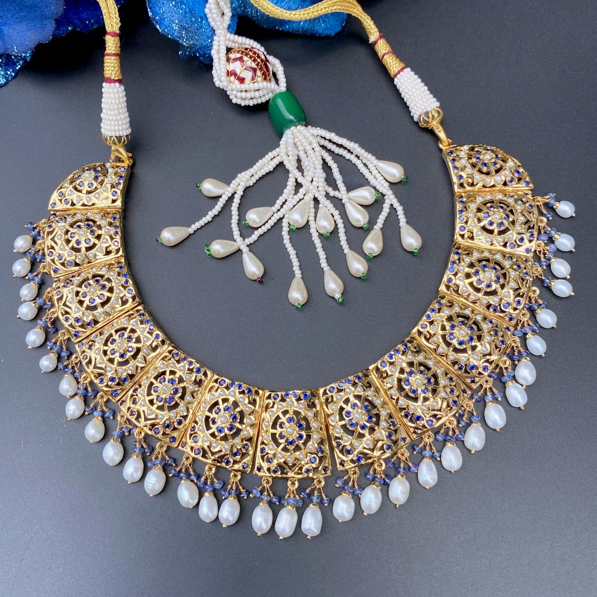 pakistani jadau necklace set gold plated