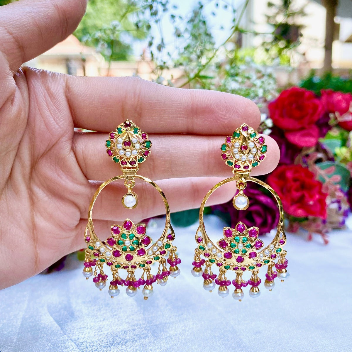 small chandbalis in gold plated silver