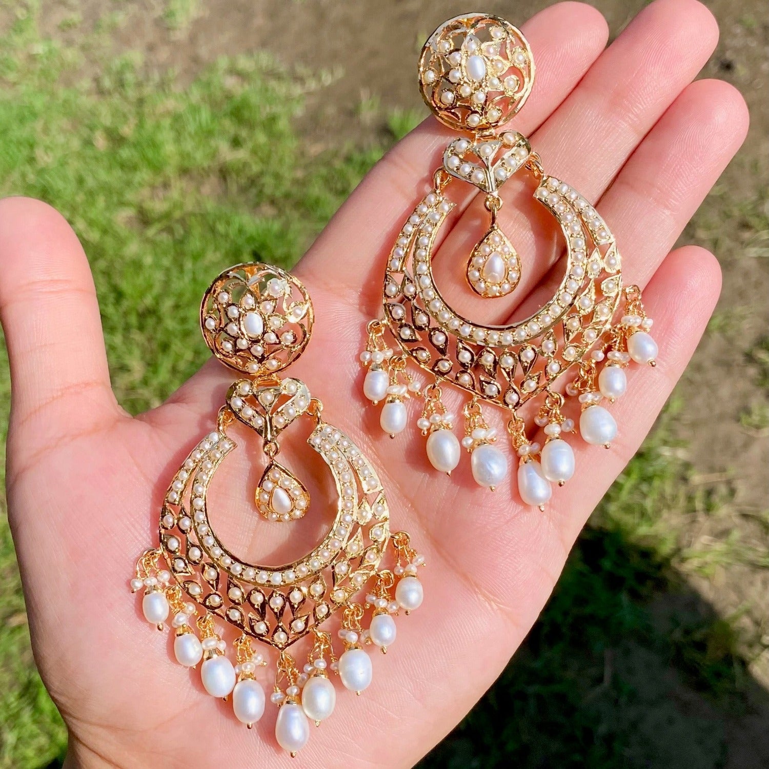 pearl earrings in silver