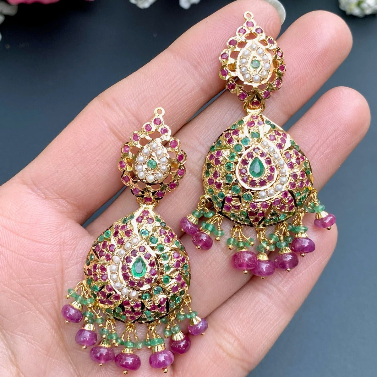 real gold multicolor earrings