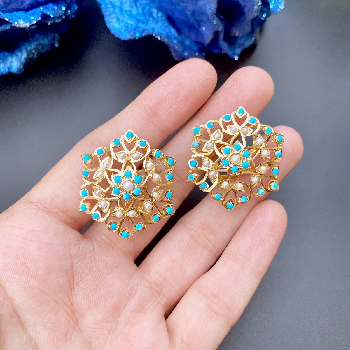 Victorian Edwardian Inspired Turquoise Stud Earrings