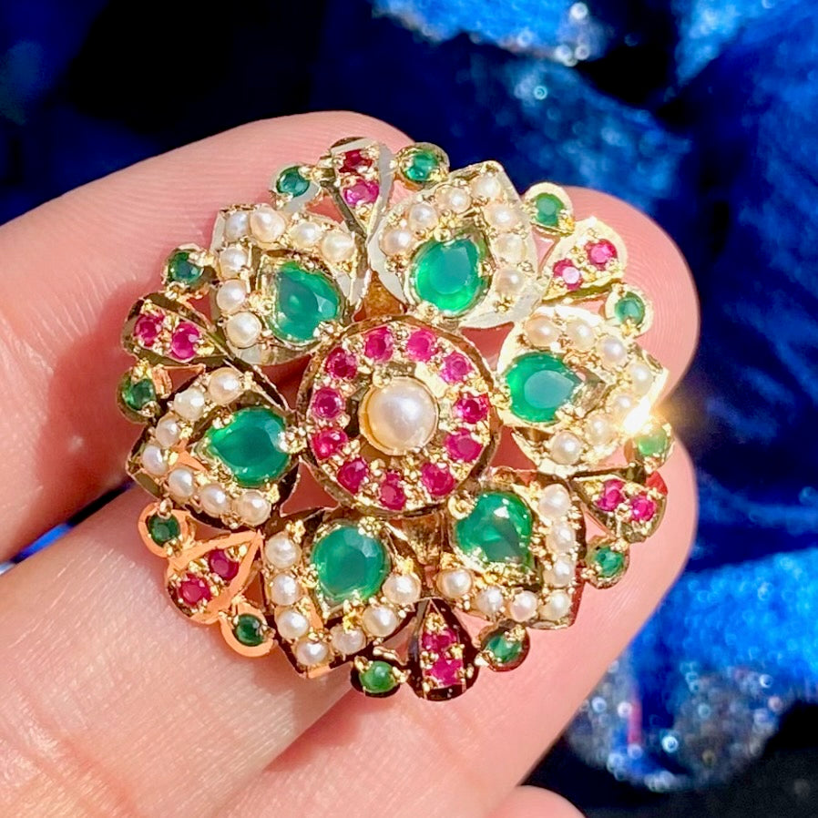 Traditional Multicolored Jadau Earrings | Ruby Emeralds Stud Earrings | Jadau Tops in Silver | ER 183