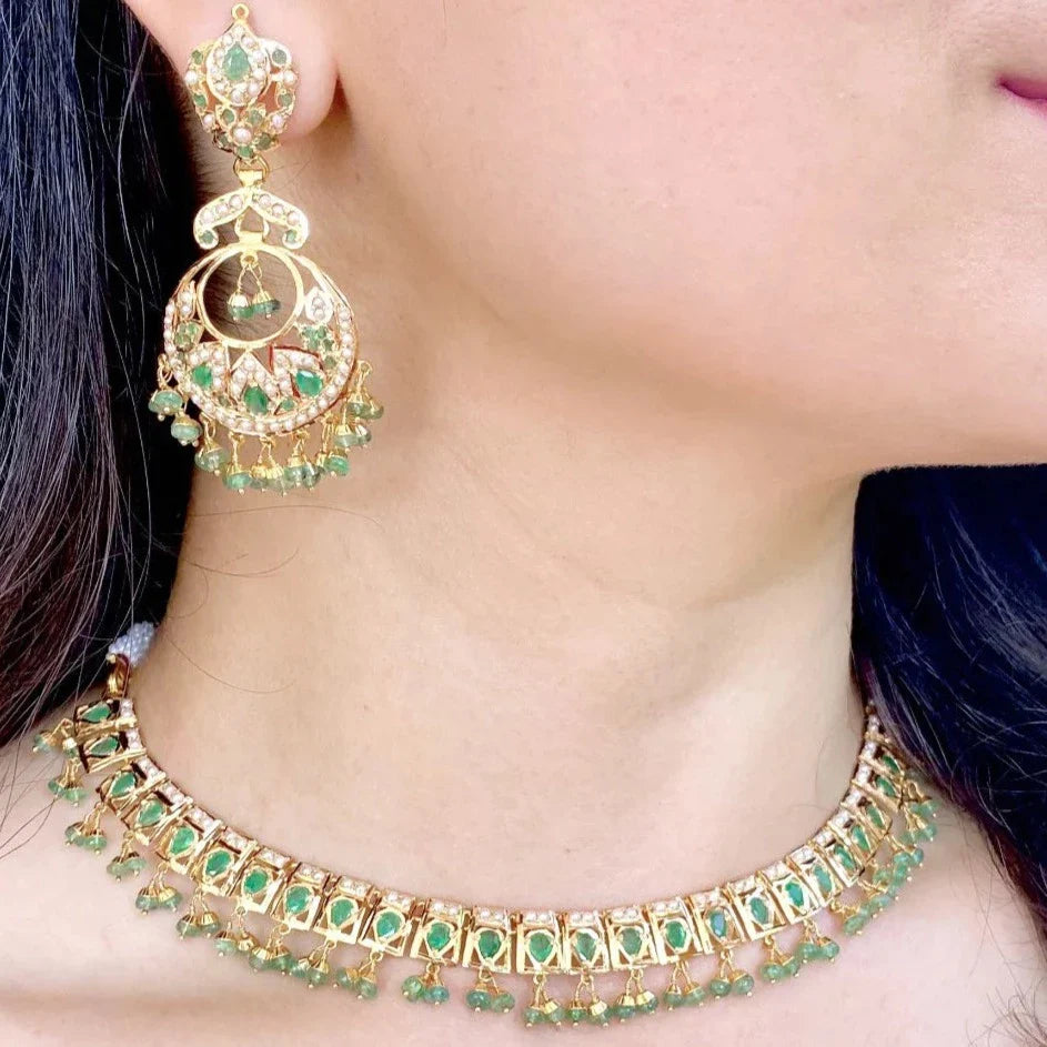 gold plated jewellery with real emeralds