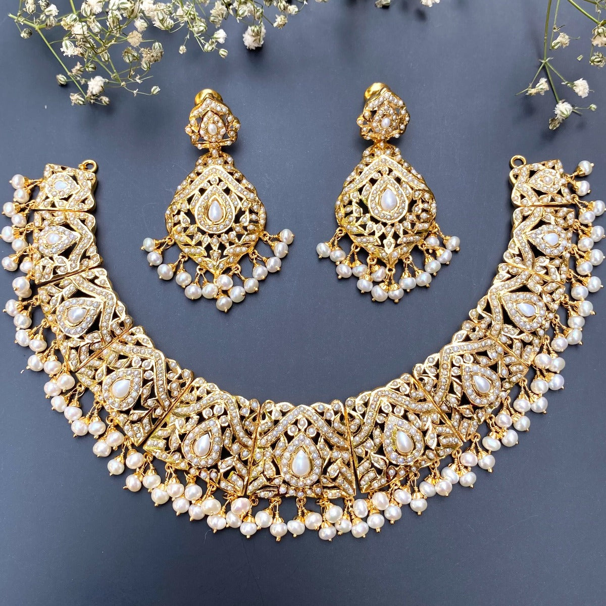 traditional  Hyderabadi punjabi jewelry in pearls