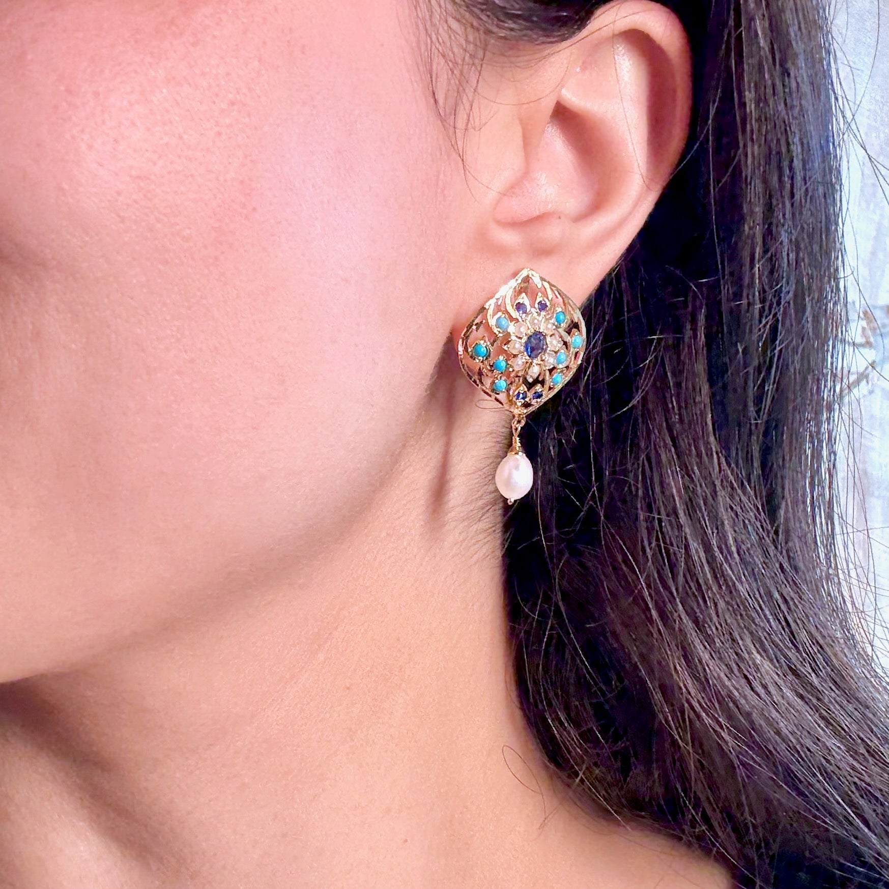 Unique Jadau Stud Earrings | Cute Tops for Girls | ER 601