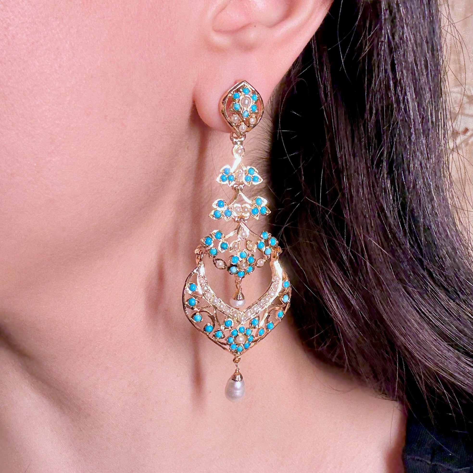 Gorgeous Pheroza Danglers | Gold Plated on Silver Base | ER 605
