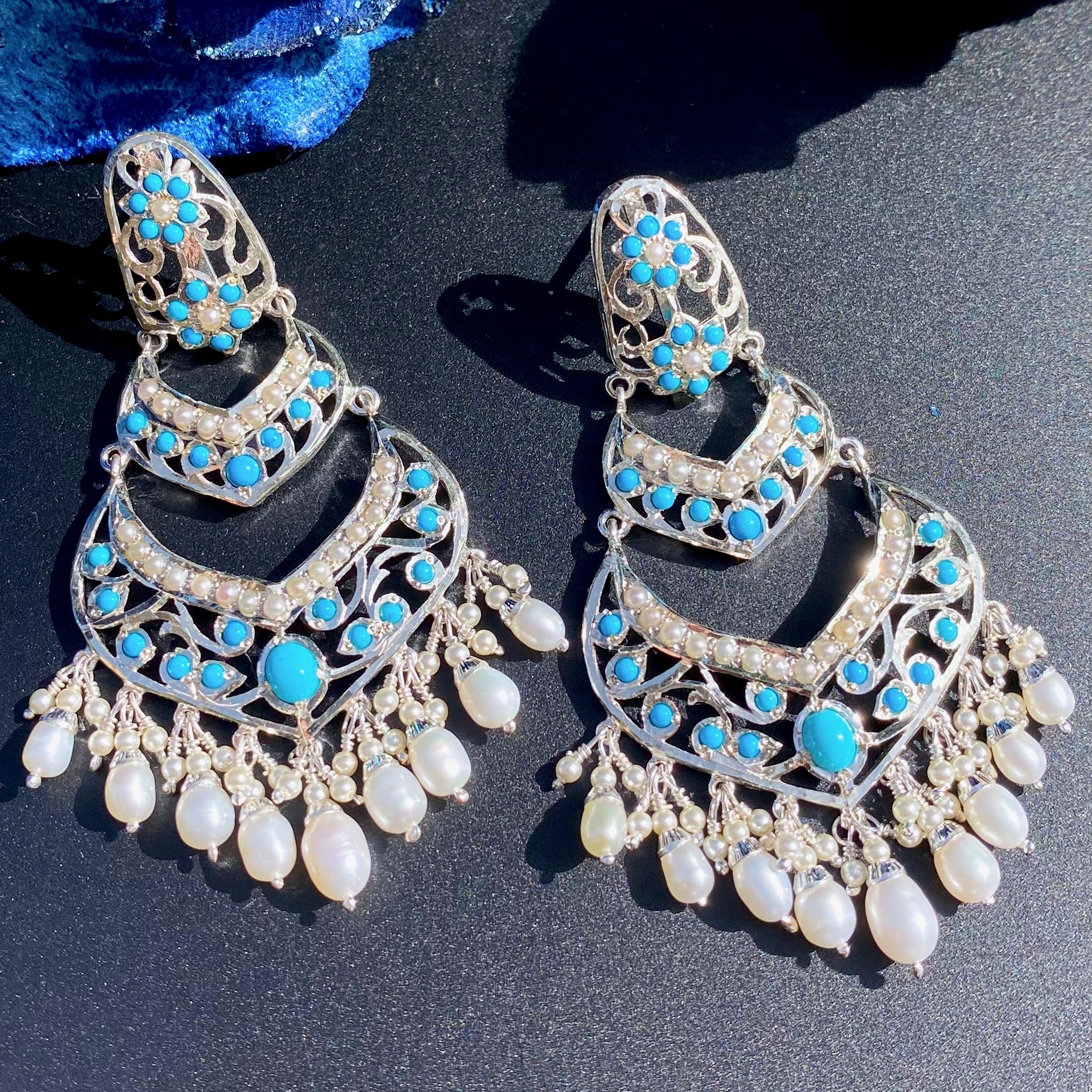 pearl drop earrings with feroza