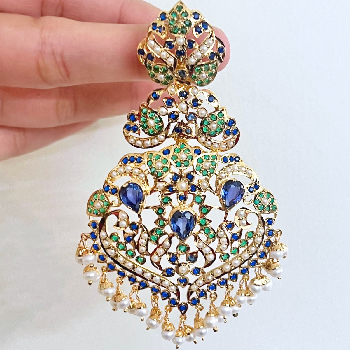 Bollywood mughalai jewellery jadau earrings