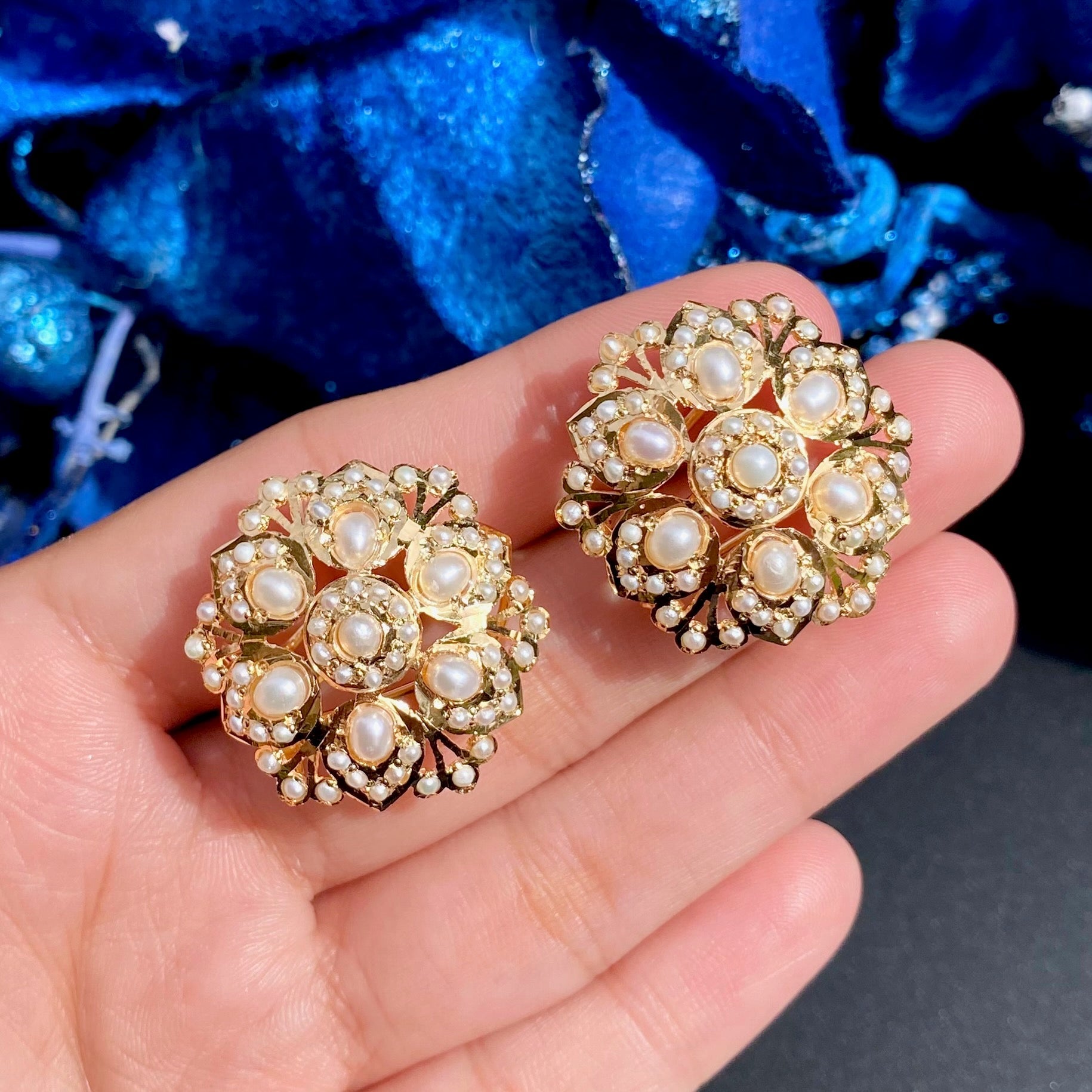 Classic Pearl Stud Earrings | Buy Pearl Earrings online | Gold Plated Silver ER 636