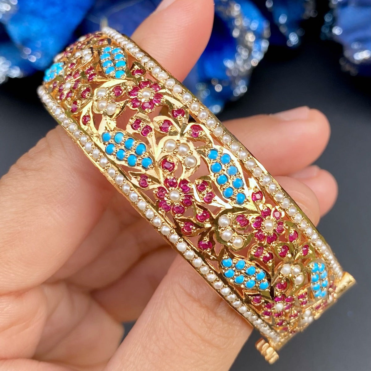 gold plated jadau kada for women